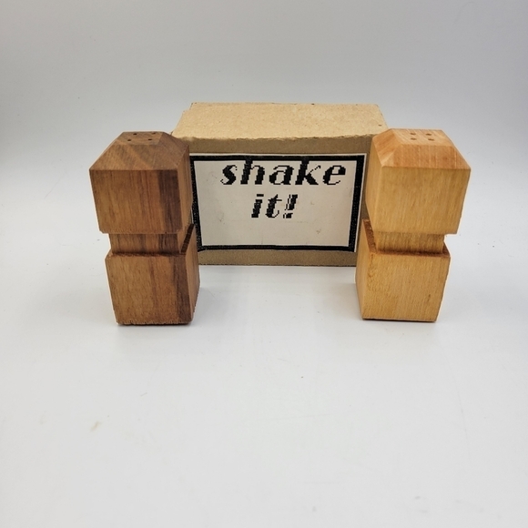 Vintage Wooden MCM Shaker Set - IOB with Cork Stoppers - Picture 1 of 4